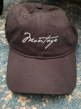 Embroidered Montage Men's Baseball Cap in Black